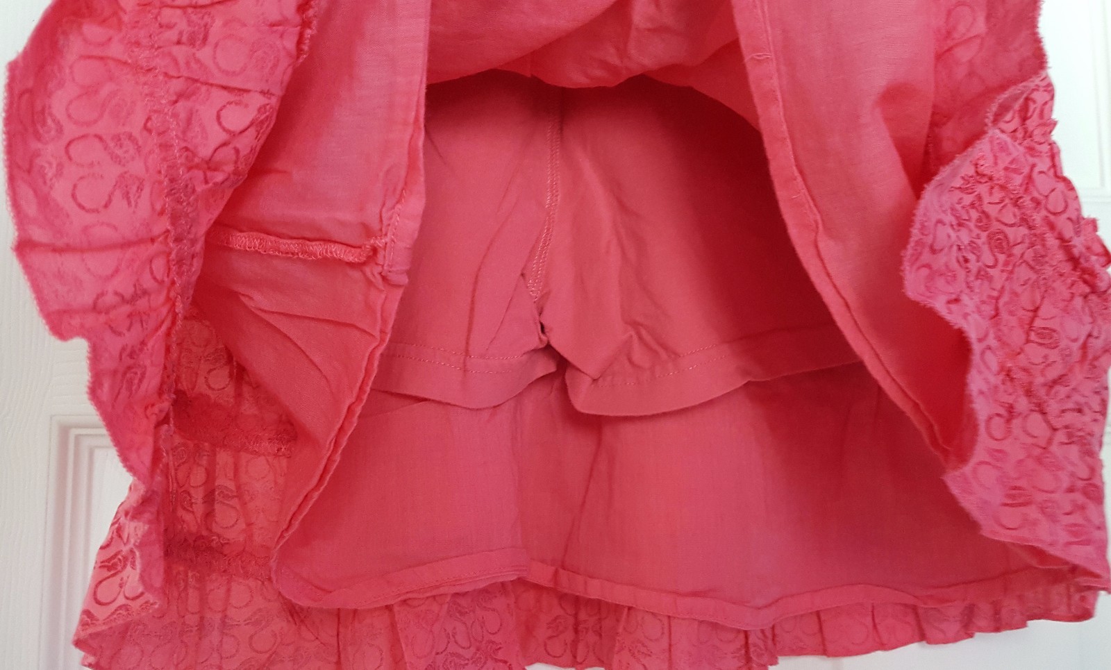 Land's End Kids Girl's Size 12 Skort Dark Pink Patterned Lined and Skirt P18