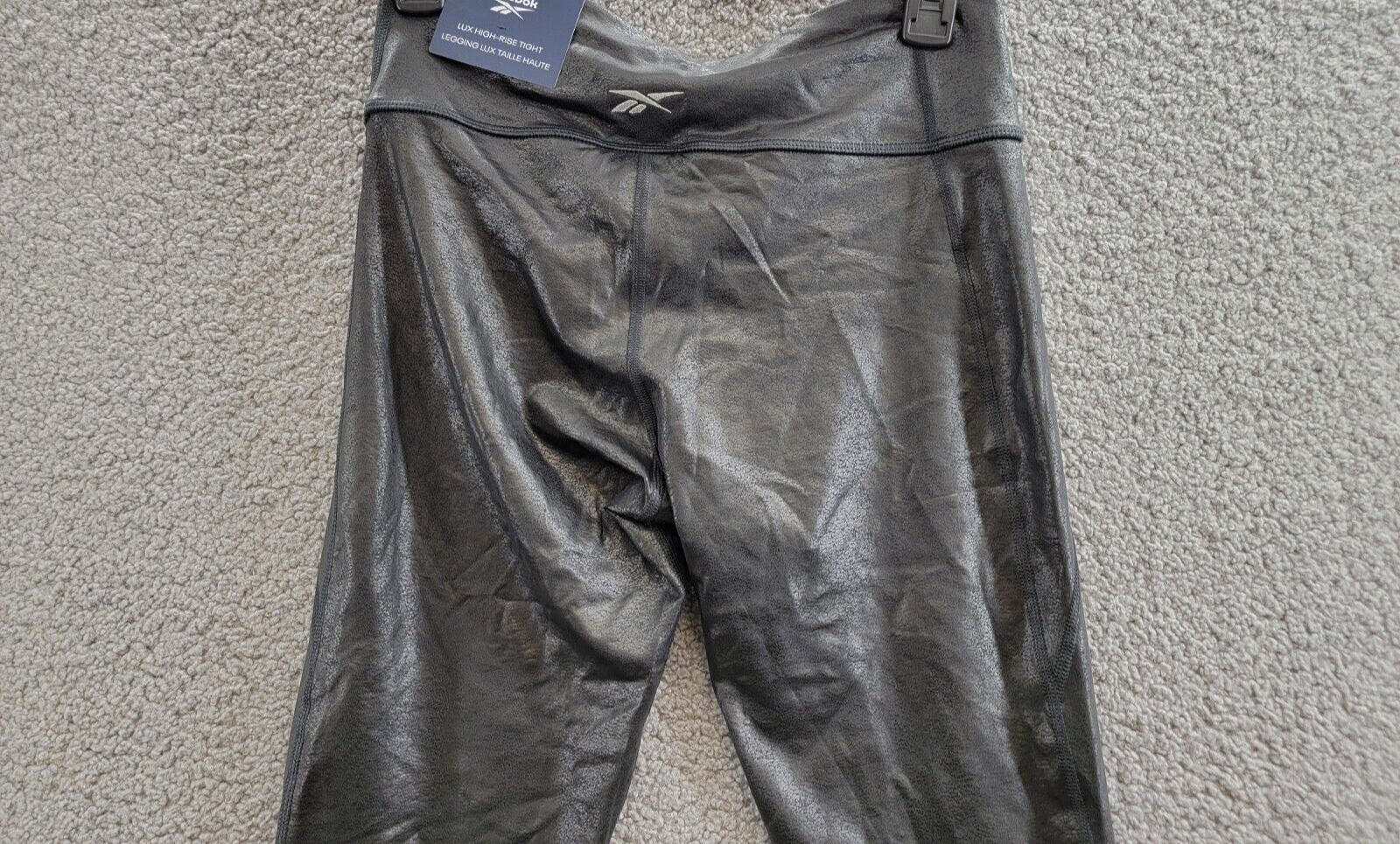 Reebok Lux Faux Leather High Rise Leggings Women's M Black Elastic Waist Pull On - Picture 16 of 19