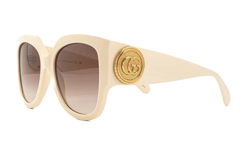 Pre-owned Gucci Gg1407s-004 Ivory Sunglasses In Brown
