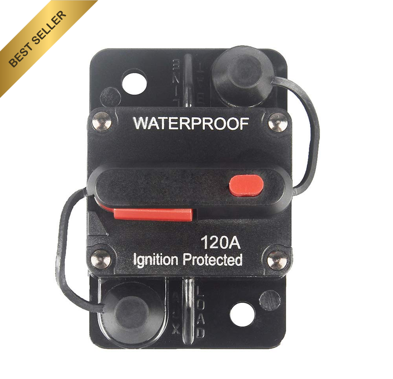 120 Amp Circuit Breaker with Manual Reset 12V-36V DC Waterproof Surface Mount fo