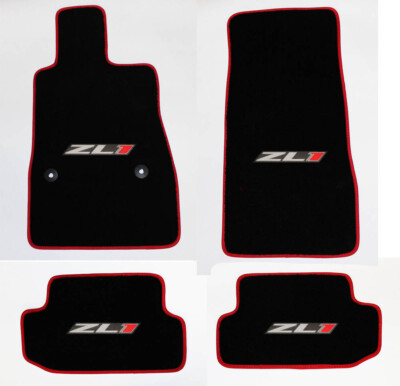 NEW BLACK Carpet Floor Mats 2016-2023 Camaro Embroidered ZL1 Logo Red Binding A4
