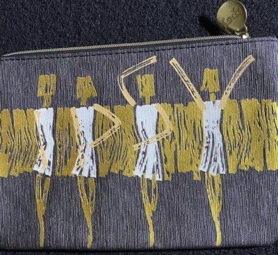 IPSY  Gray and Gold Make Up Cosmetic Travel Pouch