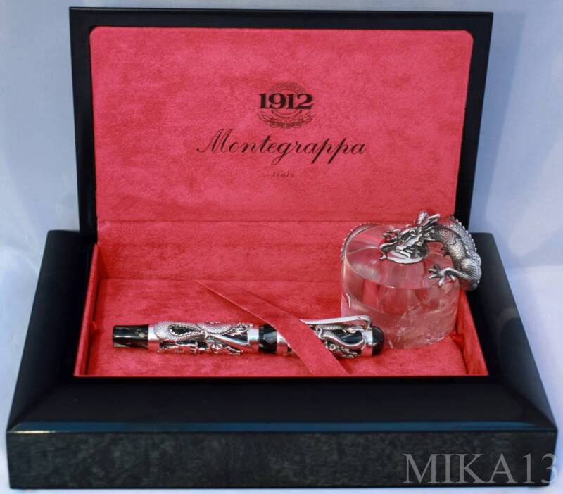 Montegrappa 1995 Silver Dragon Limited Edition Set: Fountain Pen+ink Pot