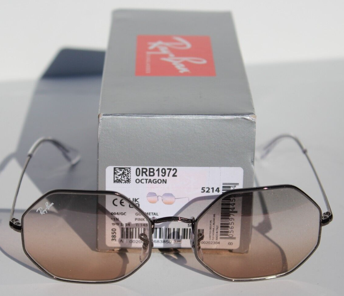 RAY-BAN RB1972 Sunglasses Octagon Gunmetal/Pink Gradient RAY-BAN RB1972 Sunglasses Octagon Gunmetal/Pink Gradient