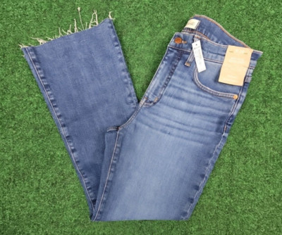Madewell Kick Out Crop Jeans 29 Brinton Wash Stretch Fray Whisker Magic Pocket
