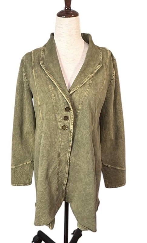 NEW Testimony Los Angeles Sz M Olive Green Stonewashed Steampunk