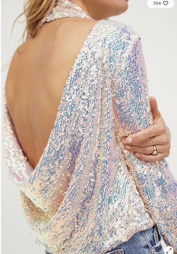 

Топ Free People Moonstruck с блестками и мерцающей драпировкой на спине и капюшоном, размер, Lilac glow