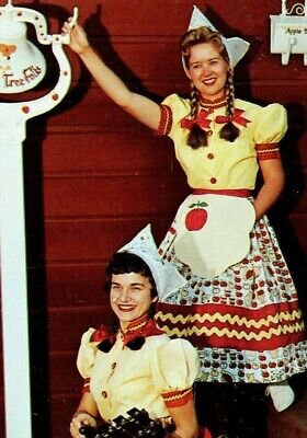 Postcard CO Apple Tree Girls Denver Colorado Advertising Divine Dinners Vintage