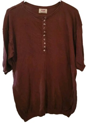 Vintage Sisley Relaxed Elegance Men's Small Henley Sweater S/S Silk Blend RARE 