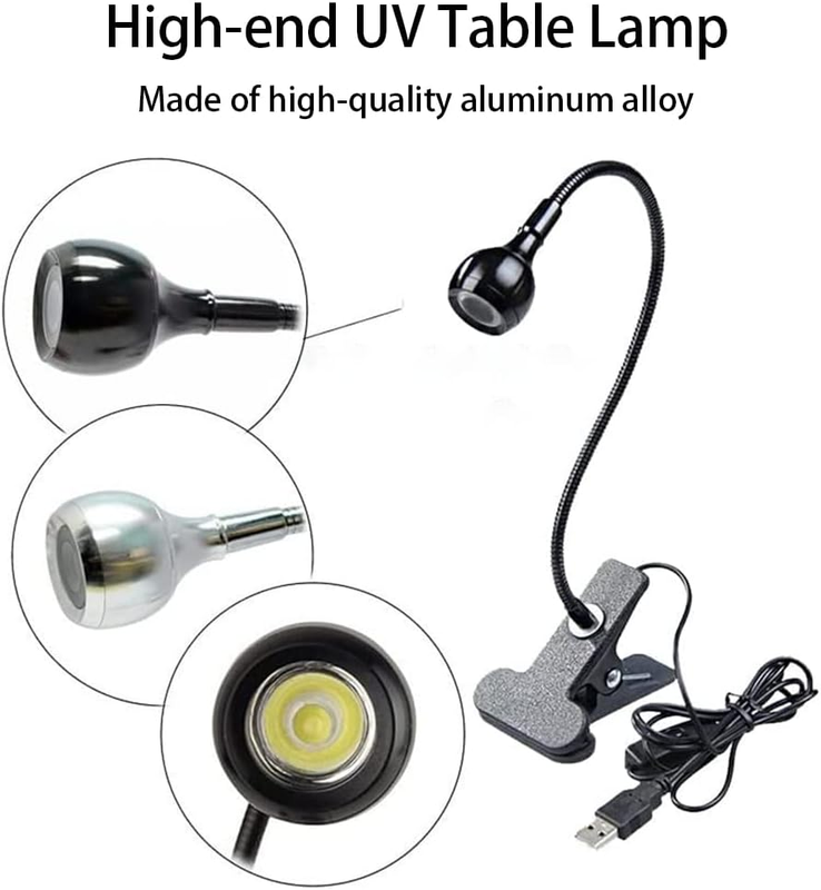 Mini UV Light for Gel Nails LED Curing Lamp with Flexible Gooseneck & Clamp 3W P