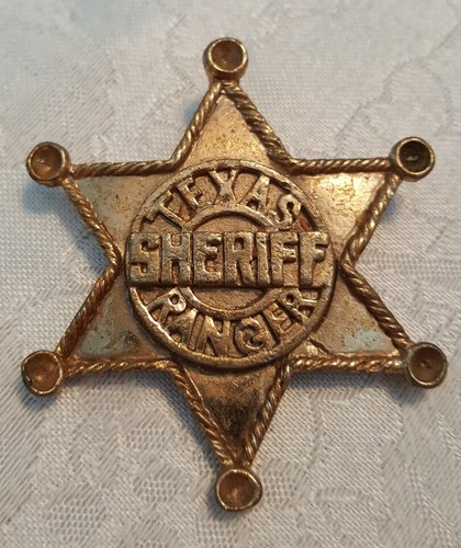 Collectible 1950's TEXAS RANGER SHERIFF STAR COWBOY BADGE METAL PIN