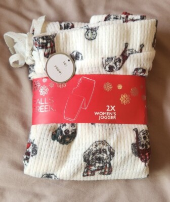 NWT Falls Creek Women's Jogger  Soft Sleepwear Pant Sz 2X Dog Christmas Print