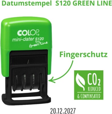 COLOP Datumstempel Mini-Dater S120 Green Line – Selbstfärbender Stempel   Klein,