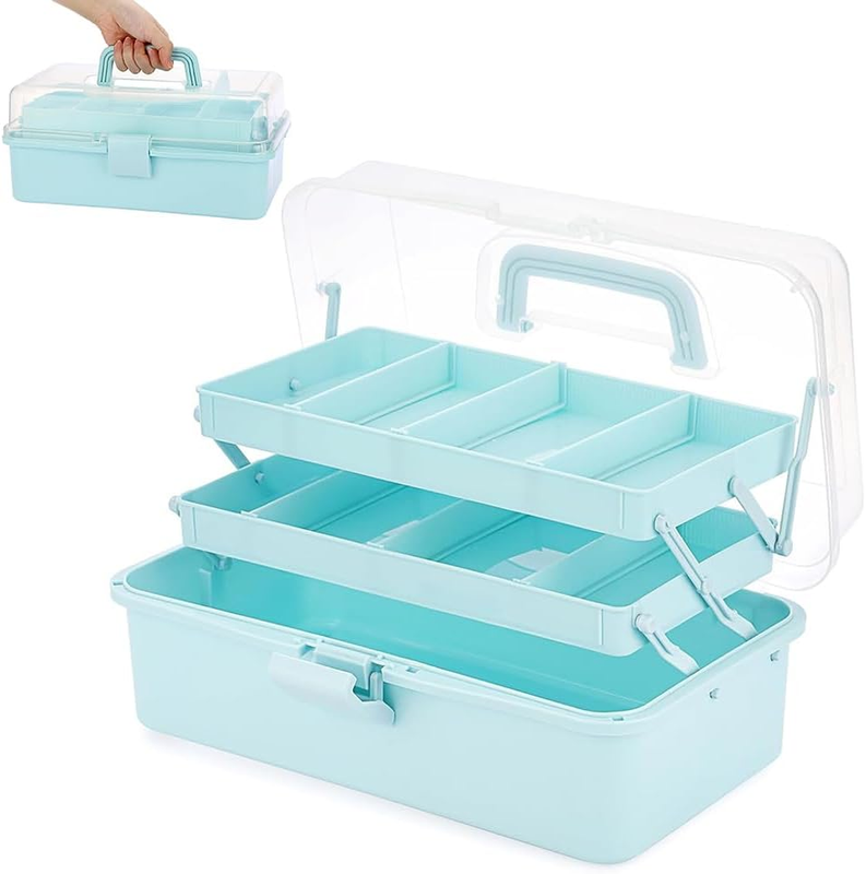 3 Tier Craft Organizer Portable Storage Box Multipurpose Case