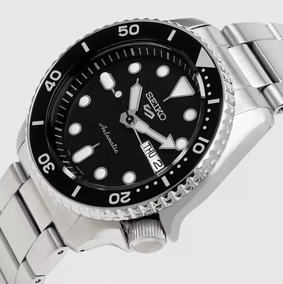 Pre-owned Seiko 5 Gents Automatic Divers Style Sports Watch Srpd55k1 Black Dial