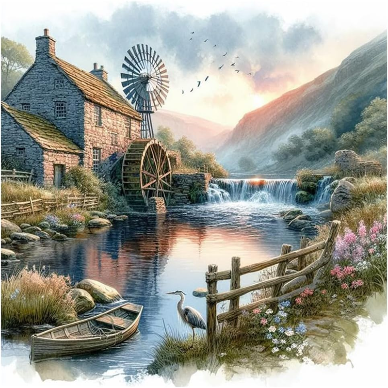 5D Landscape Diamond Art Painting Kits Full Drill, Crystal Rhinestone Embroidery Cross Stitch Craft Painting Pictures for Adults Kids, Canvas Painting by Numbers for Home Wall Decor 30X30Cm