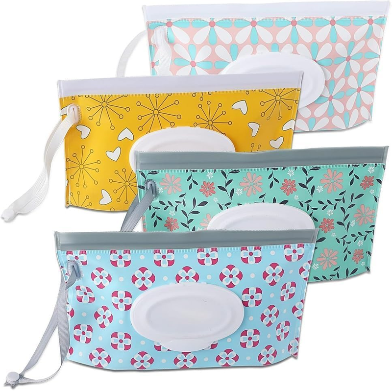 4 Pack Wipe Dispenser, Portable Refillable Wipe Holder,Wipes Container, Wipe Dis