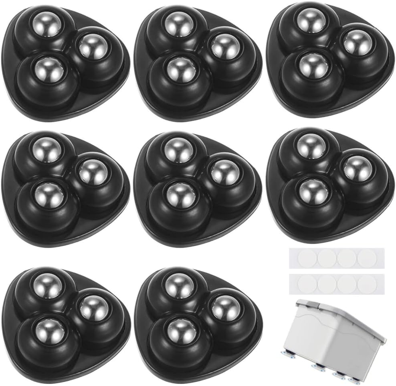 8Pcs Mini Caster Wheels,360°Rotating Sticky Pulley Wheels with 3 Stainless Steel