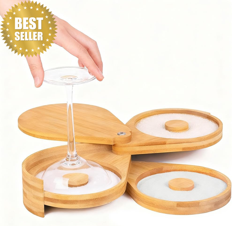 Seasoning Storage Box,3-Tier Bamboo Bar Glass Rimmer,Salt Rimmer Set,Salt Rim Bo