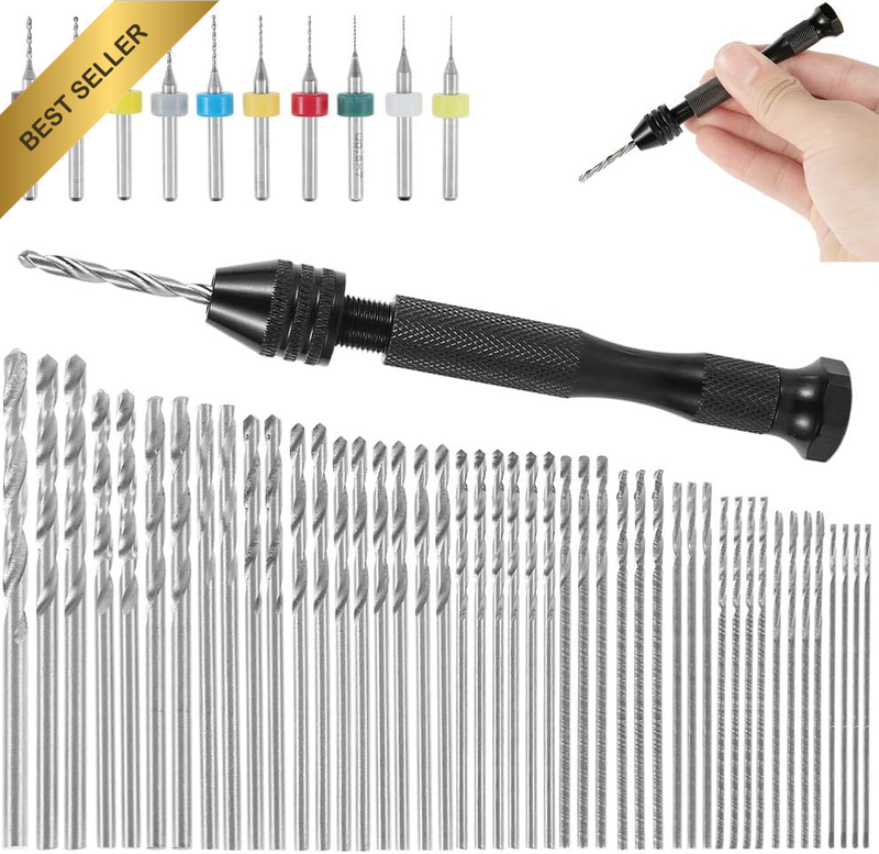 57 Pcs Pin Vise Precision Pin Vise Hand Drill with Twist Bits Set of 56Pcs Profe