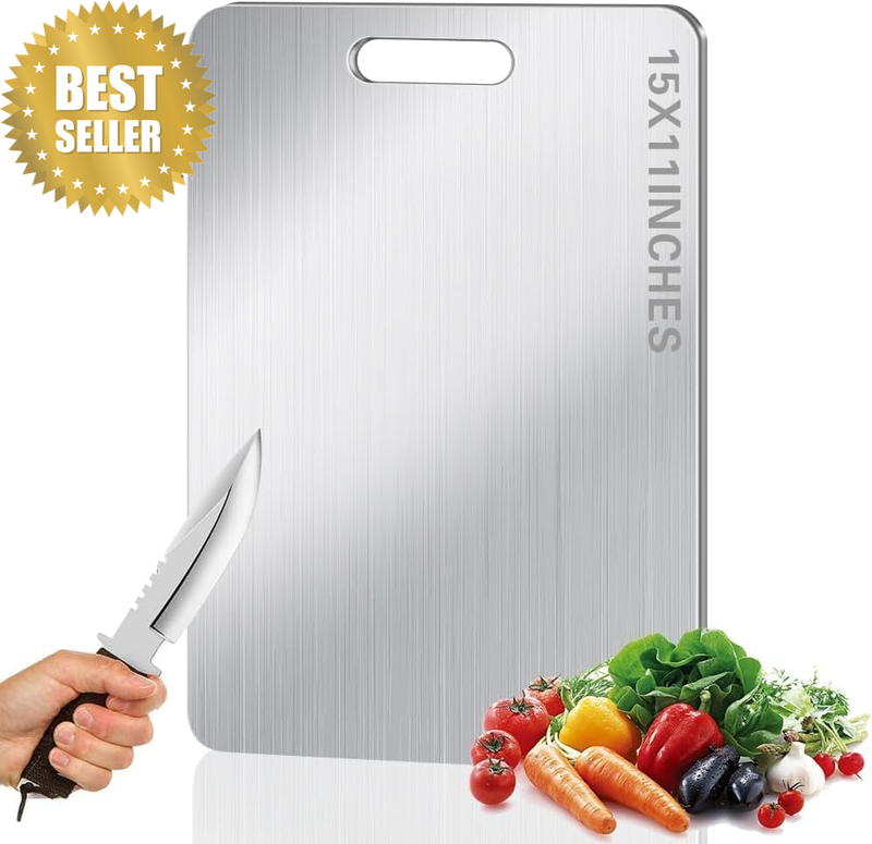 Titanium Cutting Boards, Upgrade 316 Stainless Steel Food Grade Double Sided Boa