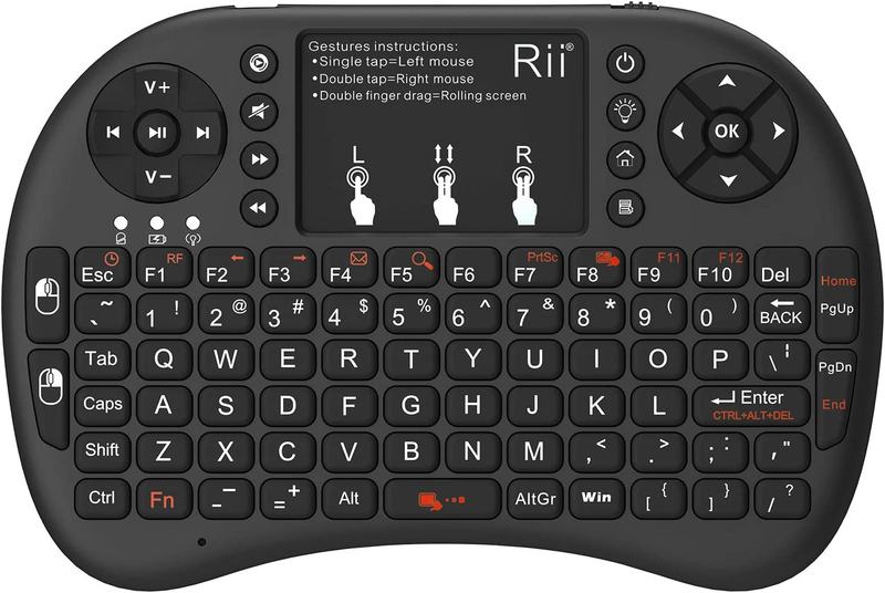 i8+ Mini Wireless Touch Keyboard,Handheld Remote,LED Backlit Compatible with And