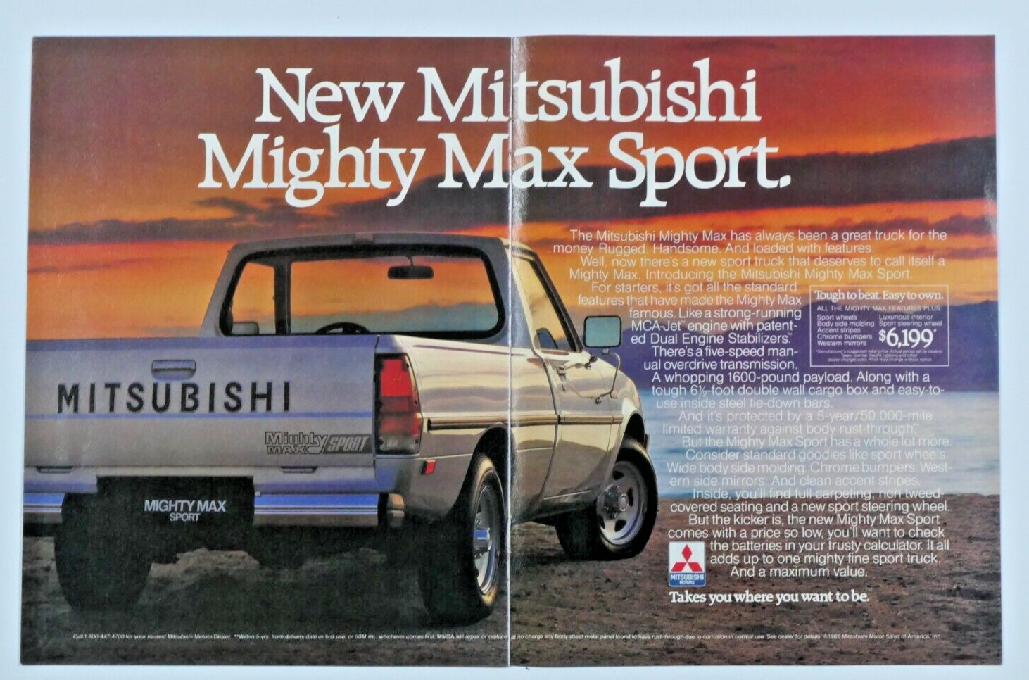 1985 Mitsubishi Mighty Max Vintage 3 Page Original Print Ad