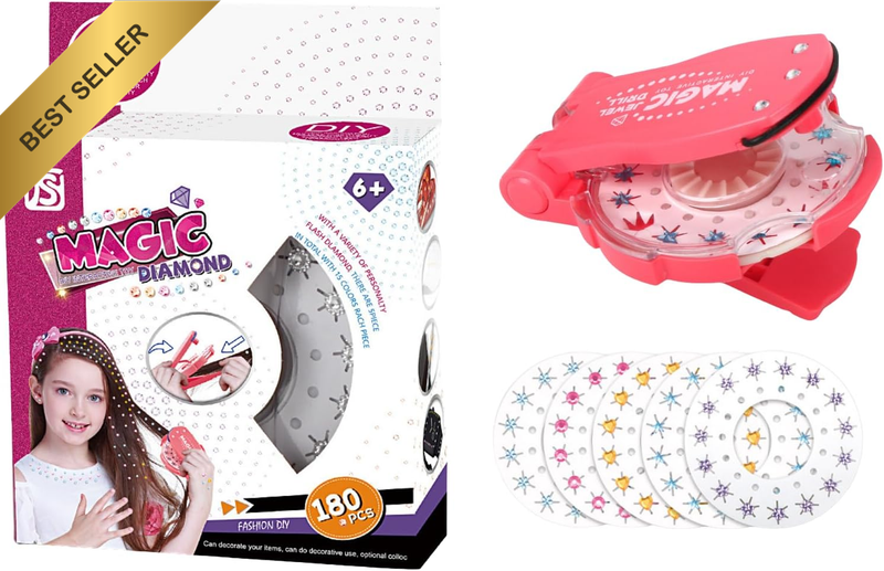 Hair Gem Stamper, Glam Diamond Sticker Stable Machine with 180 Gems, Hair Kit wi