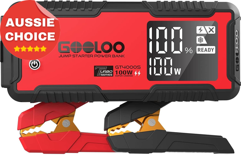 GT4000S Jump Starter 4000A Fast Charge Car Battery 12V Lithium 4WD Ute Diesel