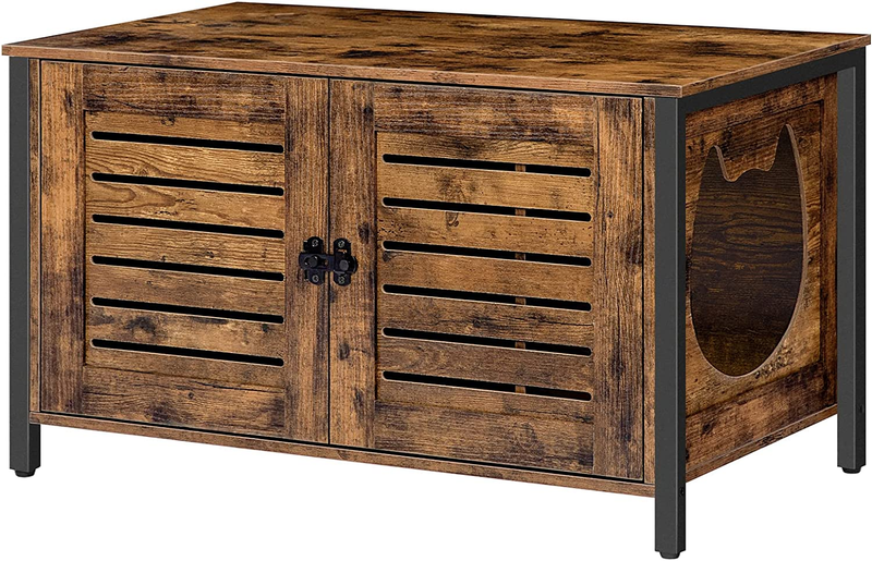 Enclosure, Hidden Litter Box Furniture With Shutter Door And