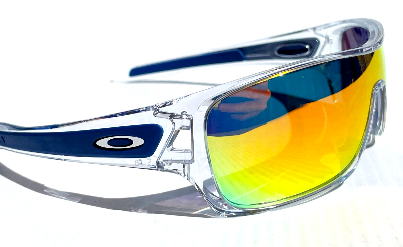 Pre-owned Oakley Turbine Rotor Shiny Clear & Blue Polarized Galaxy Ruby Lens Sunglass 9307 In Red