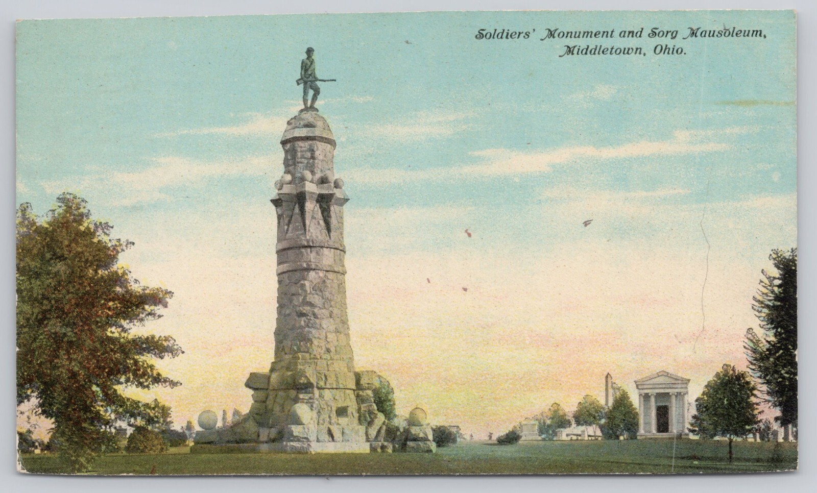 Vtg Post Card Soldiers Monument and Museum Middletown, Ohio