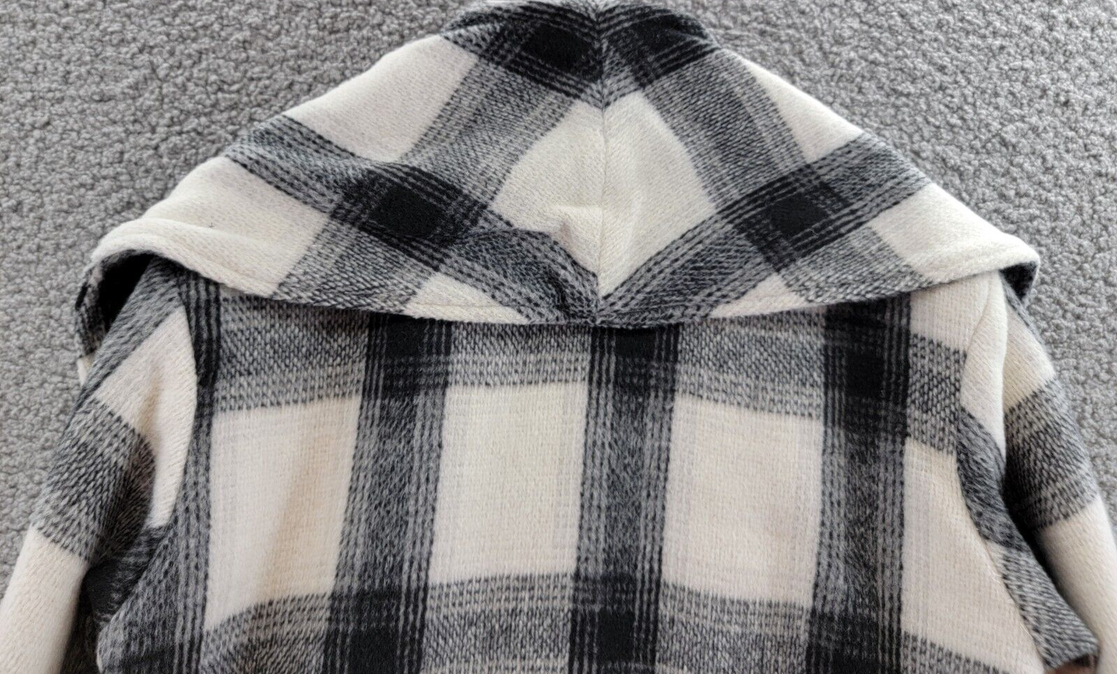 AQUA Scarf Collar Coat Women's S Black/White Check Wool Blend Patch Pocket L/S - Picture 12 of 12