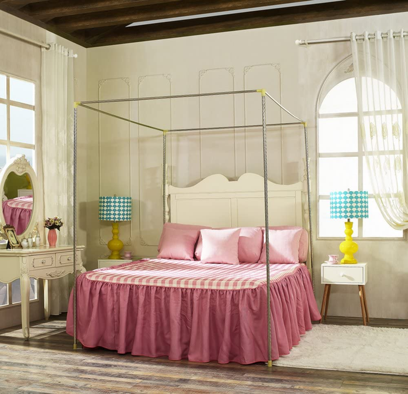 Steel Canopy Bed Frame, Four Corners, Queen Size