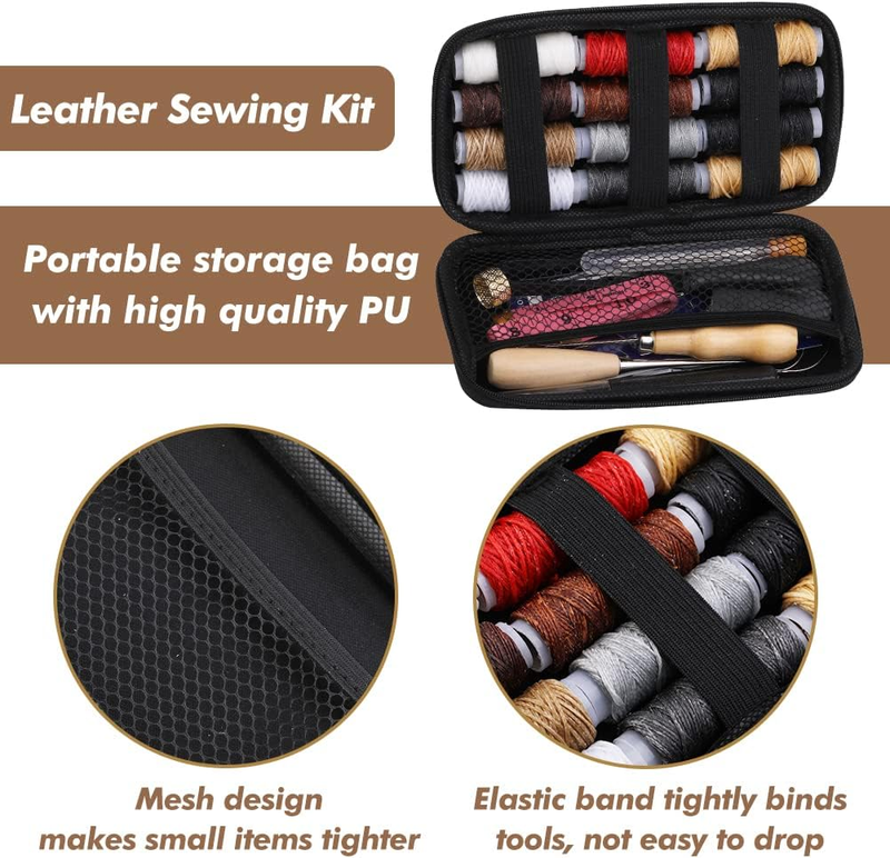 Leather Sewing Tools Leather Sewing Kit with 12 Colors Leather Sewing Wax Thread