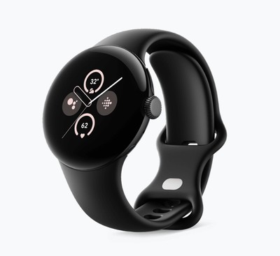 Google - Pixel Watch 2 Matte Black Smartwatch with Obsidian Active Band Wi-Fi - 