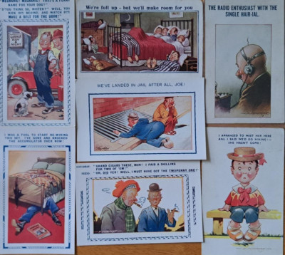 LOT of 7   Vintage Postcards  COMIC  HUMOR   ca.1910's-   BAMFORTH CO.
