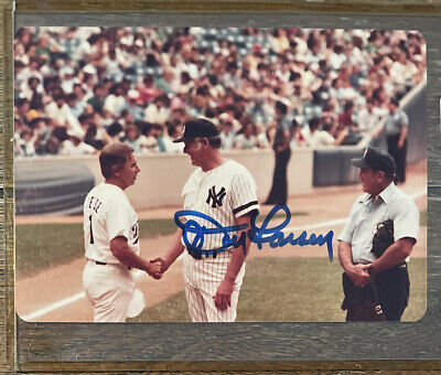 Don Larsen Signed 3.5” X 5” Photo Autographed Auto (1981 Yankees Old-Timers Day)