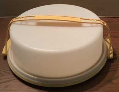 Vtg TUPPERWARE Harvest Gold Pie Cake Keeper Carrier 719-1, 720-1, 721-2 w Handle