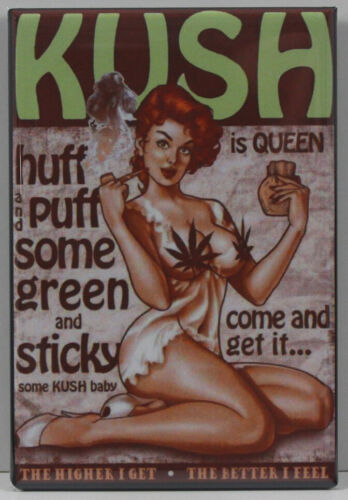 Kush is Queen 2" X 3" Fridge / Locker Magnet. Weed Marijuana