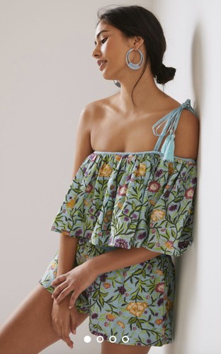 

Комбинезон на одно плечо с цветочным принтом Anthropologie La Fuori, размер, Зеленый