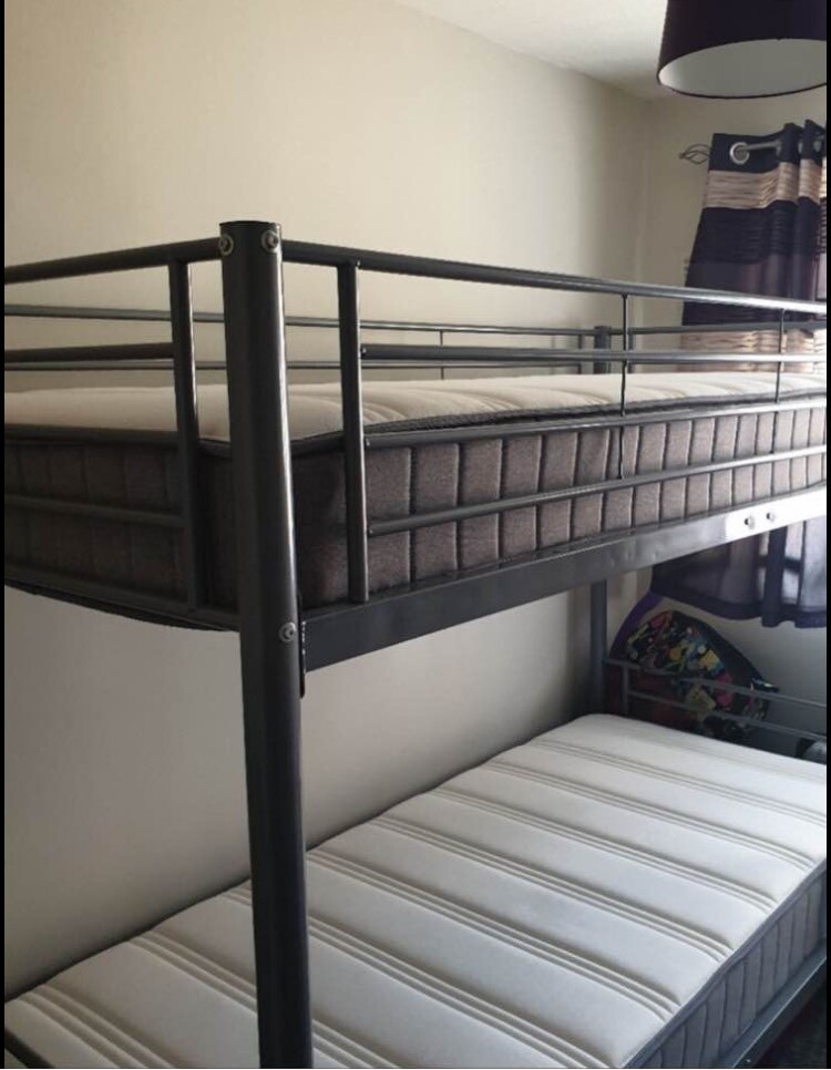 Sturdy Grey Metal Bunk Bed Frame SHORTY SIZE Sleeper Loft Child Kids