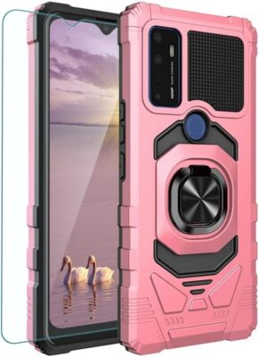For Cricket Innovate 5G /At&t Fusion 5G Ring Case Magnetic Stand +Tempered Glass