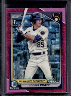 2024 Bowman Chrome Cooper Pratt 1st Prospect Fuchsia Mojo Refractor #166/299