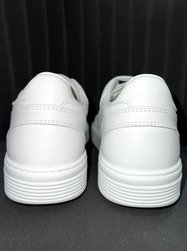 Pre-owned Chanel 23a White Calfskin Leather Cc Logo Tie Flat Runner Trainer Sneaker 38.5