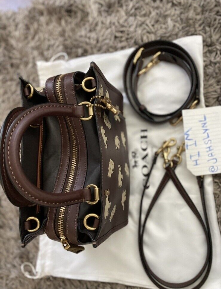 Coach Rogue 25 with Elephant Print Shoulder Bag - Brass/Dark Coach Rogue 25 with Elephant Print Shoulder Bag - Brass/Dark