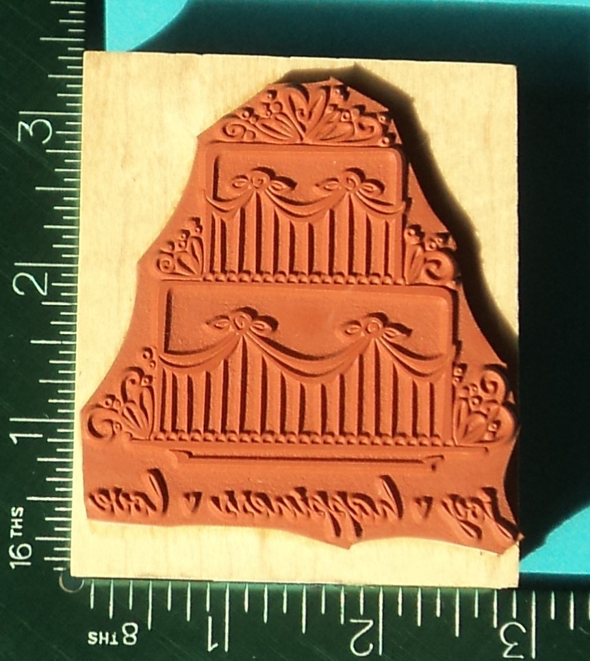 JOY  HAPPINESS  LOVE CAKE Rubber Stamp by Hero Arts