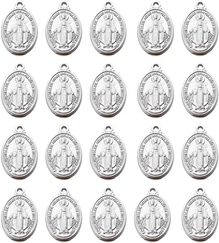 60Pcs Our Lady Medal Floral Rosary Centerpiece Cross Jesus Virgin Mary Catholic
