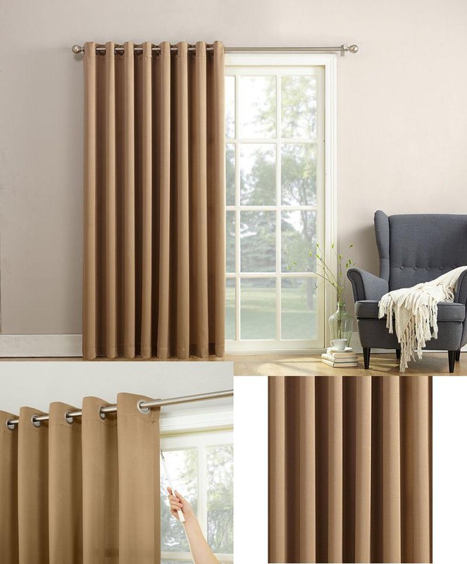 Sun Zero Barrow Energy Efficient Patio Door Curtain Panel 100" X 84" Taupe Bro $ 3 JPG