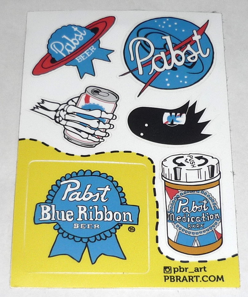 Pabst Blue Ribbon Beer PBR ART Limited Edition Sticker SHEET NASA Skull Pills
